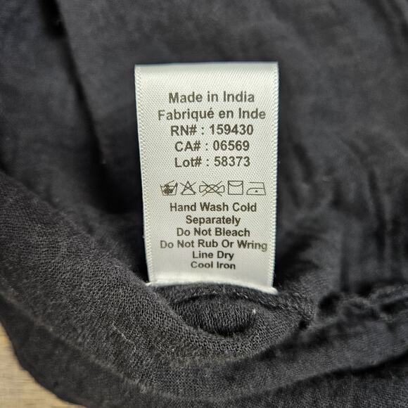 Elan Gauze Blouse 100% Cotton Relaxed Short Sleeve Collared V Neck Shirt Popover - Picture 6 of 7